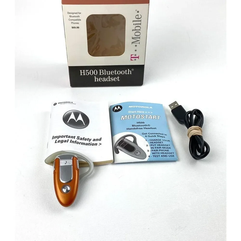 Motorola Bluetooth Headset H500 Ear Piece Orange Handsfree Headset Original Box